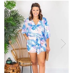 Pink Lily romper worn once